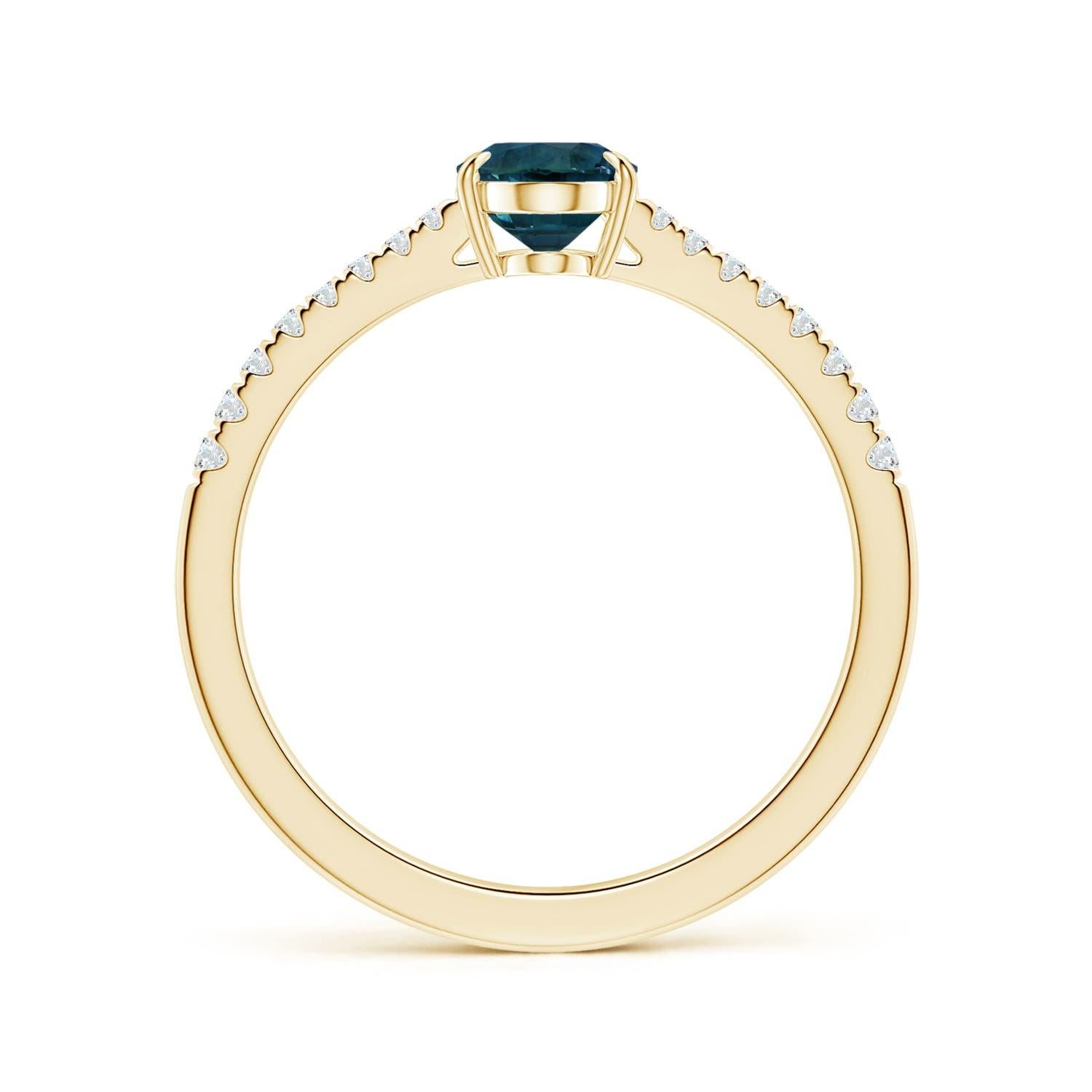 For Sale:  ANGARA GIA Certified Teal Sapphire Ring in Yellow Gold with Diamonds 2