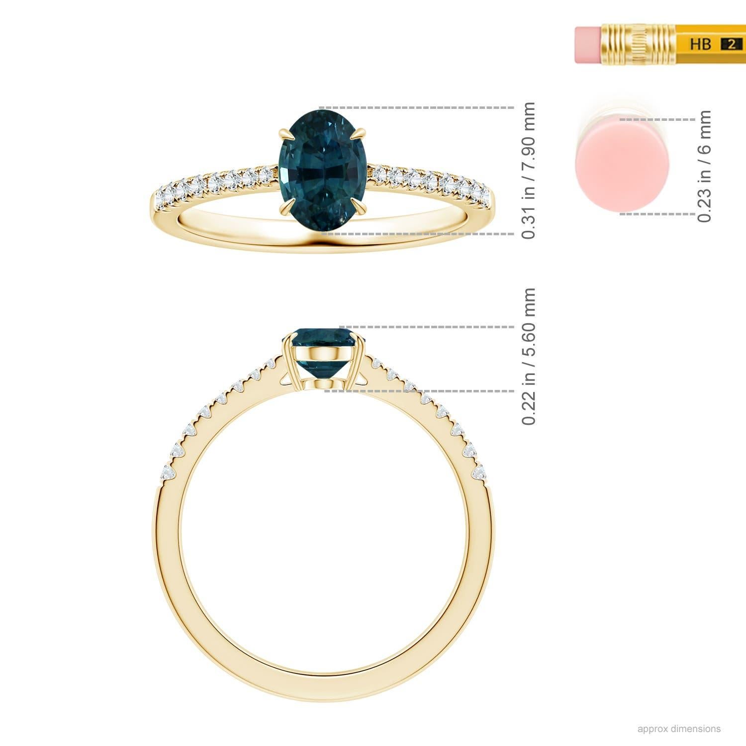 ANGARA GIA Certified Teal Sapphire Ring in Yellow Gold with Diamonds 5