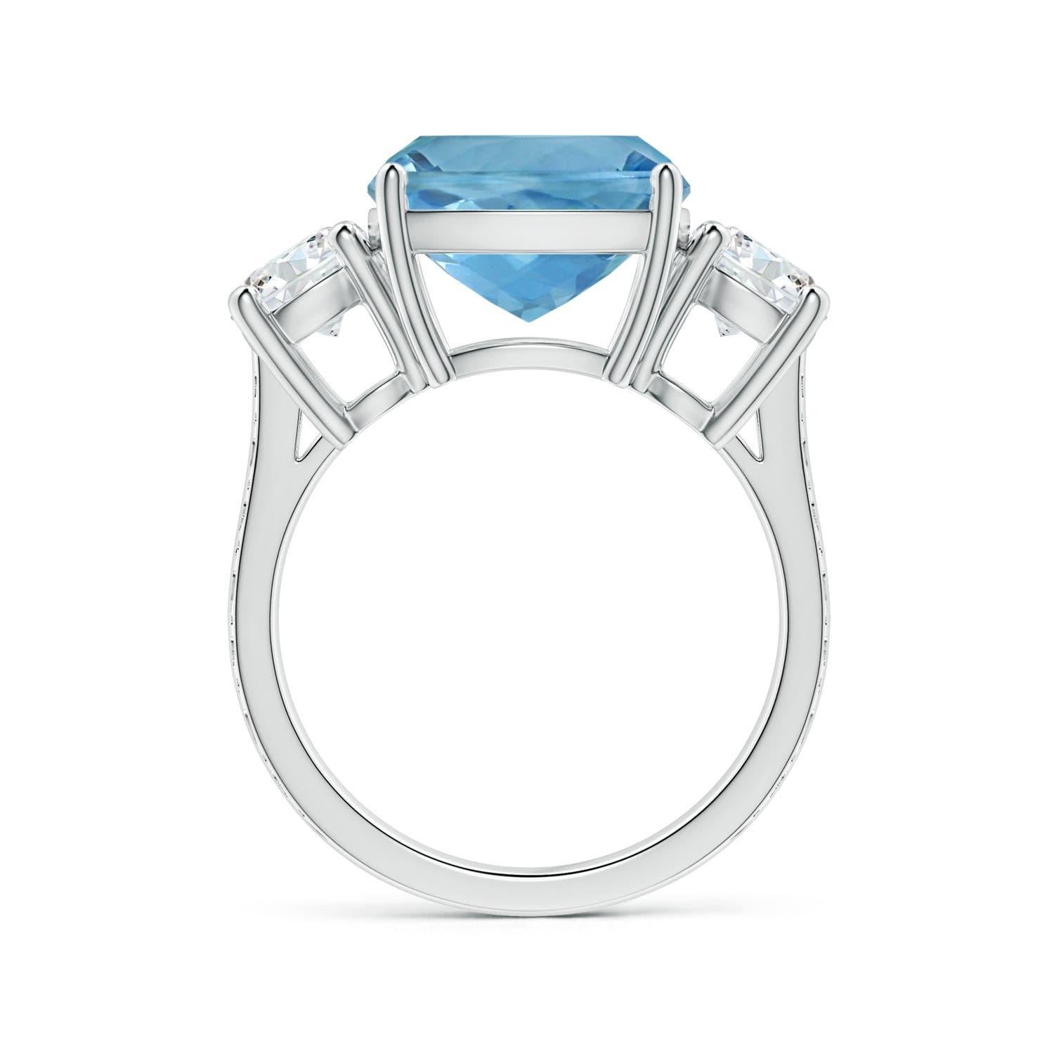 ANGARA GIA Certified Three Stone 5.20ct Aquamarine Ring in 18K White Gold 3