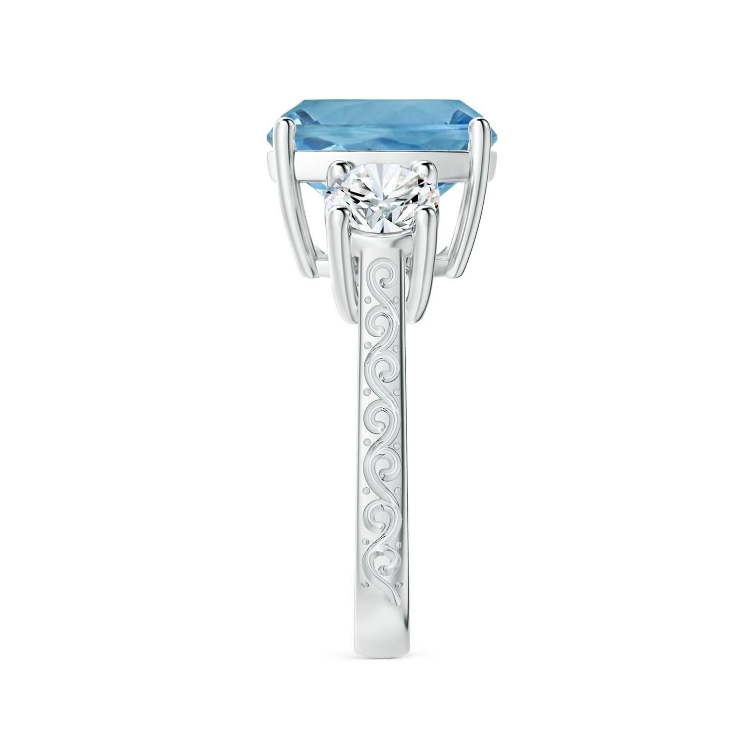 ANGARA GIA Certified Three Stone 5.20ct Aquamarine Ring in 18K White Gold 4