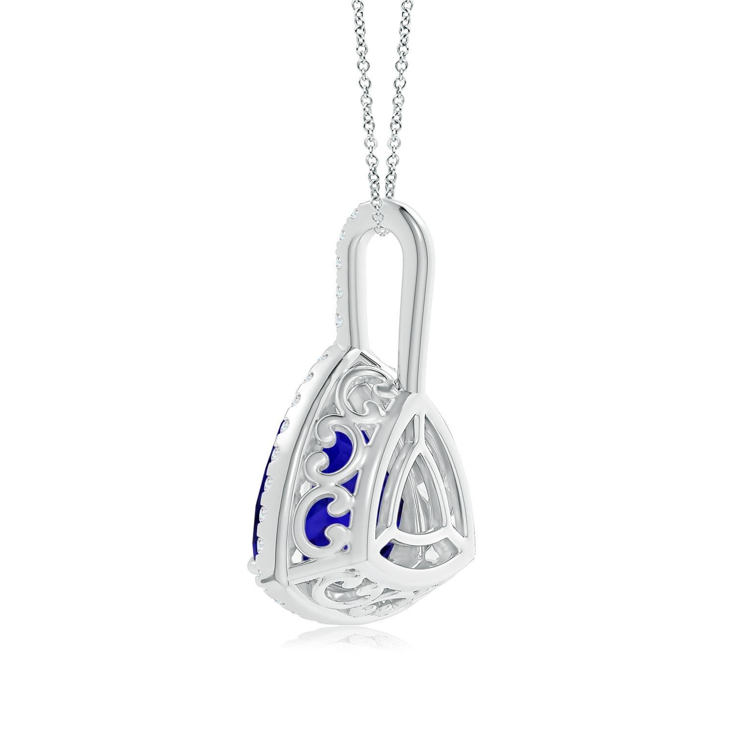 Angara Gia Certified Trillion Natural Tanzanite Platinum Pendant Necklace In New Condition For Sale In Los Angeles, CA