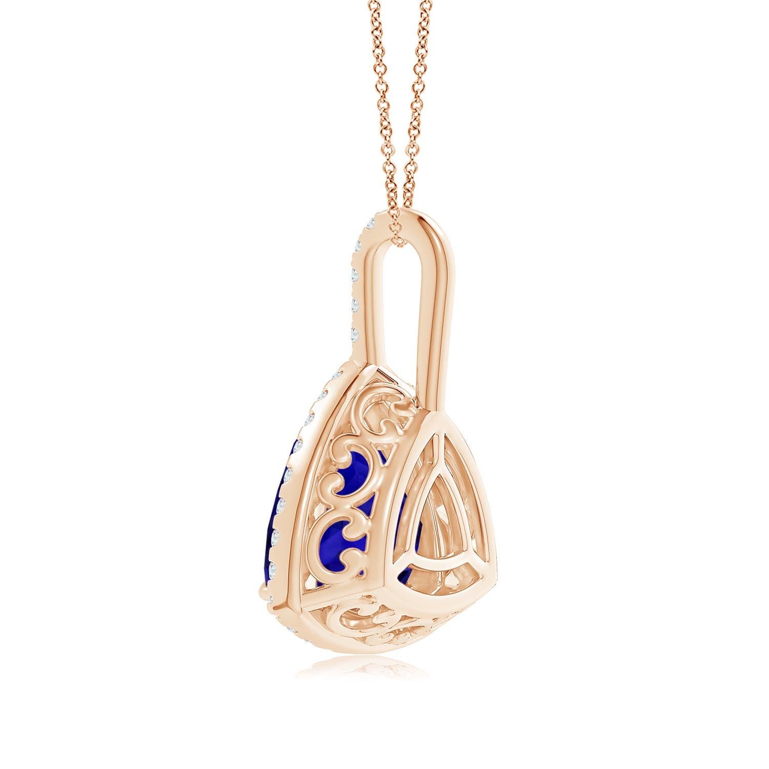 ANGARA GIA Certified Trillion Natural Tanzanite Rose Gold Pendant Necklace In New Condition For Sale In Los Angeles, CA