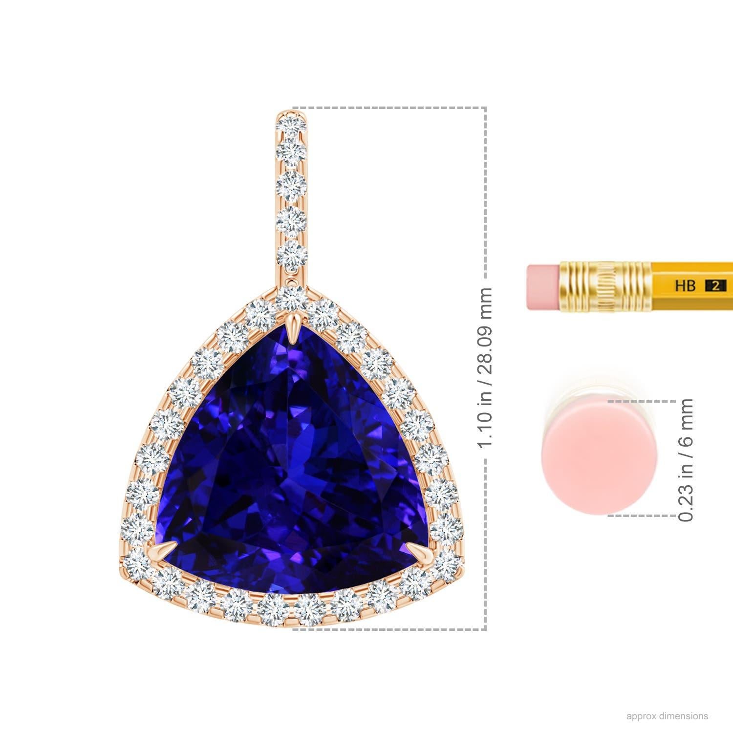 ANGARA GIA Certified Trillion Natural Tanzanite Rose Gold Pendant Necklace For Sale 1