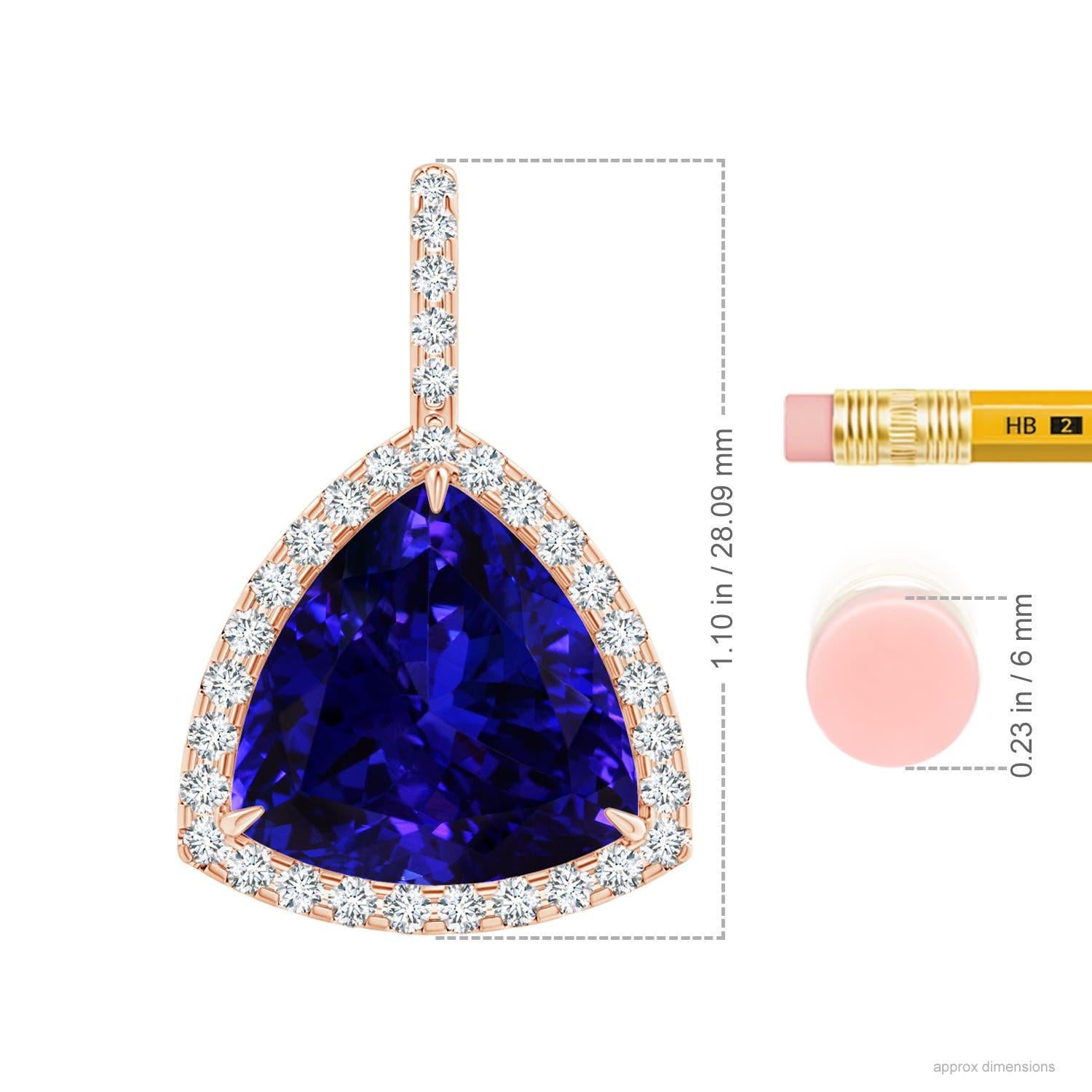 Women's Angara GIA Certified Trillion Natural Tanzanite Rose Gold Pendant Necklace For Sale