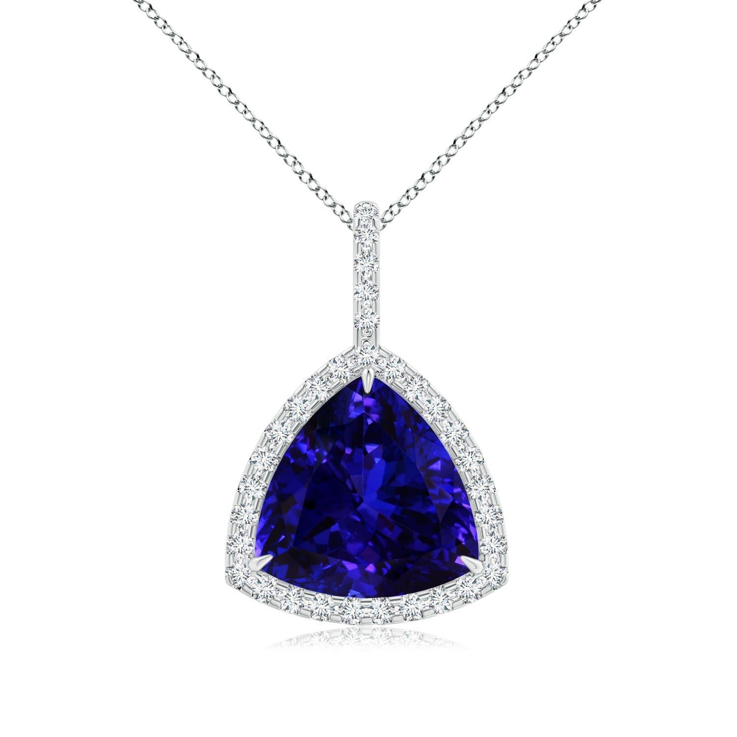 ANGARA GIA Certified Trillion Natural Tanzanite White Gold Pendant Necklace 4