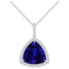 ANGARA GIA Certified Trillion Natural Tanzanite White Gold Pendant Necklace