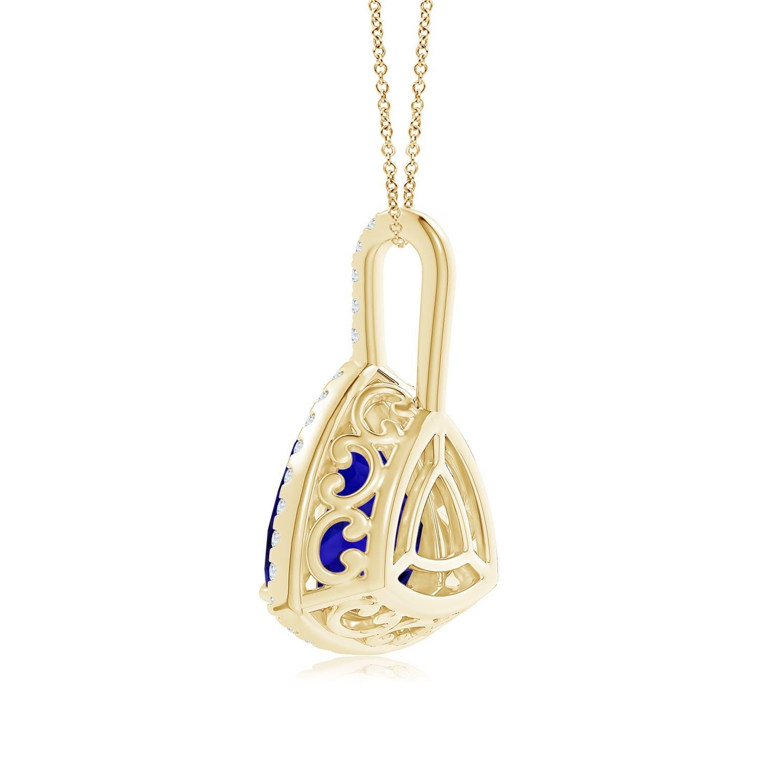 ANGARA GIA Certified Trillion Natural Tanzanite Yellow Gold Pendant Necklace In New Condition For Sale In Los Angeles, CA