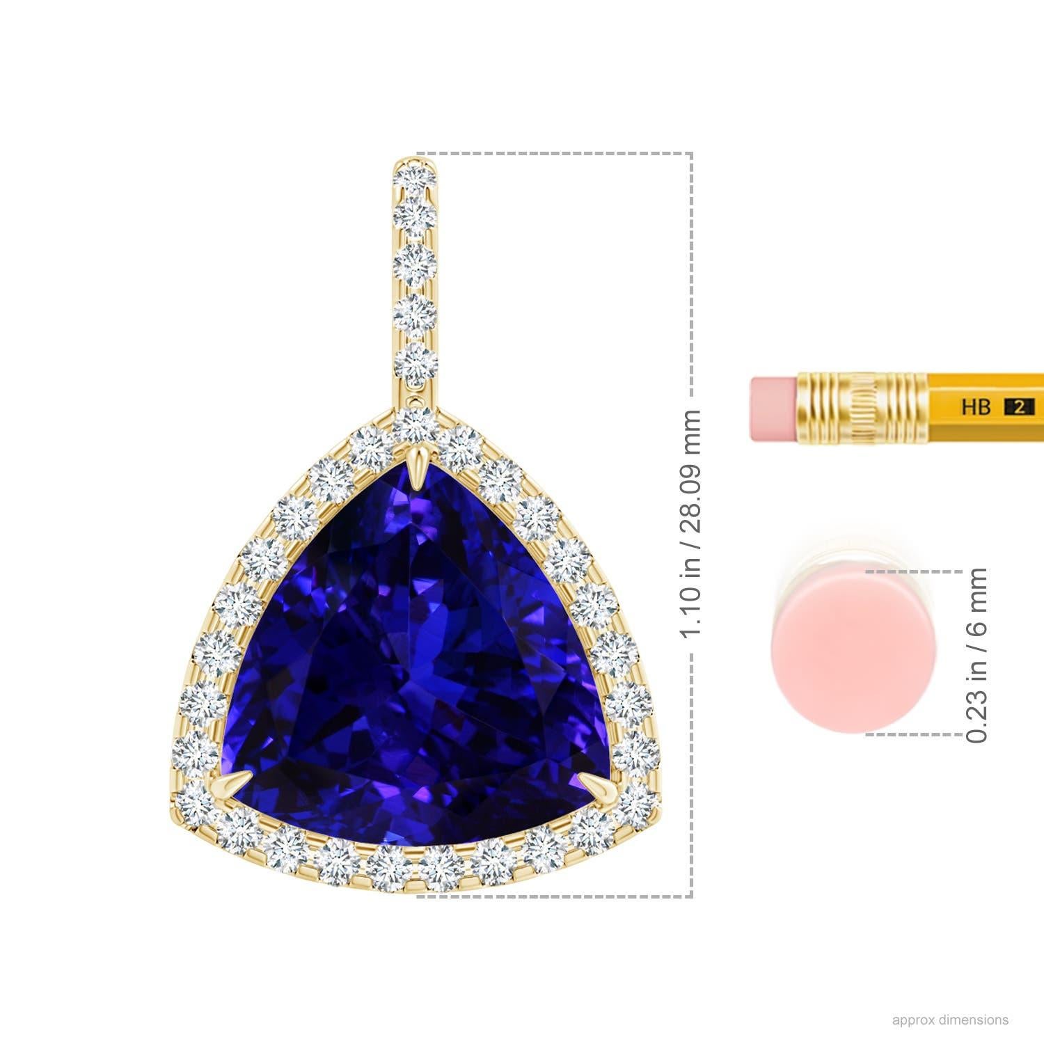 ANGARA GIA Certified Trillion Natural Tanzanite Yellow Gold Pendant Necklace For Sale 1