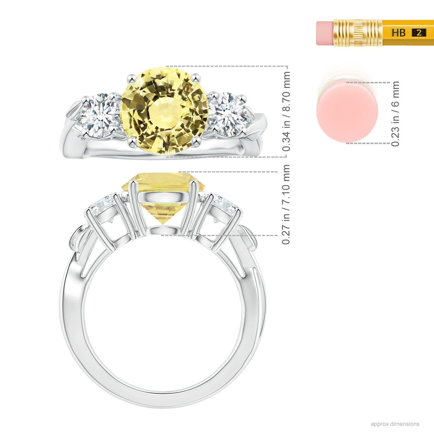 Angara Gia Certified Yellow Sapphire 3-Stone Ring in White Gold with Diamonds 5