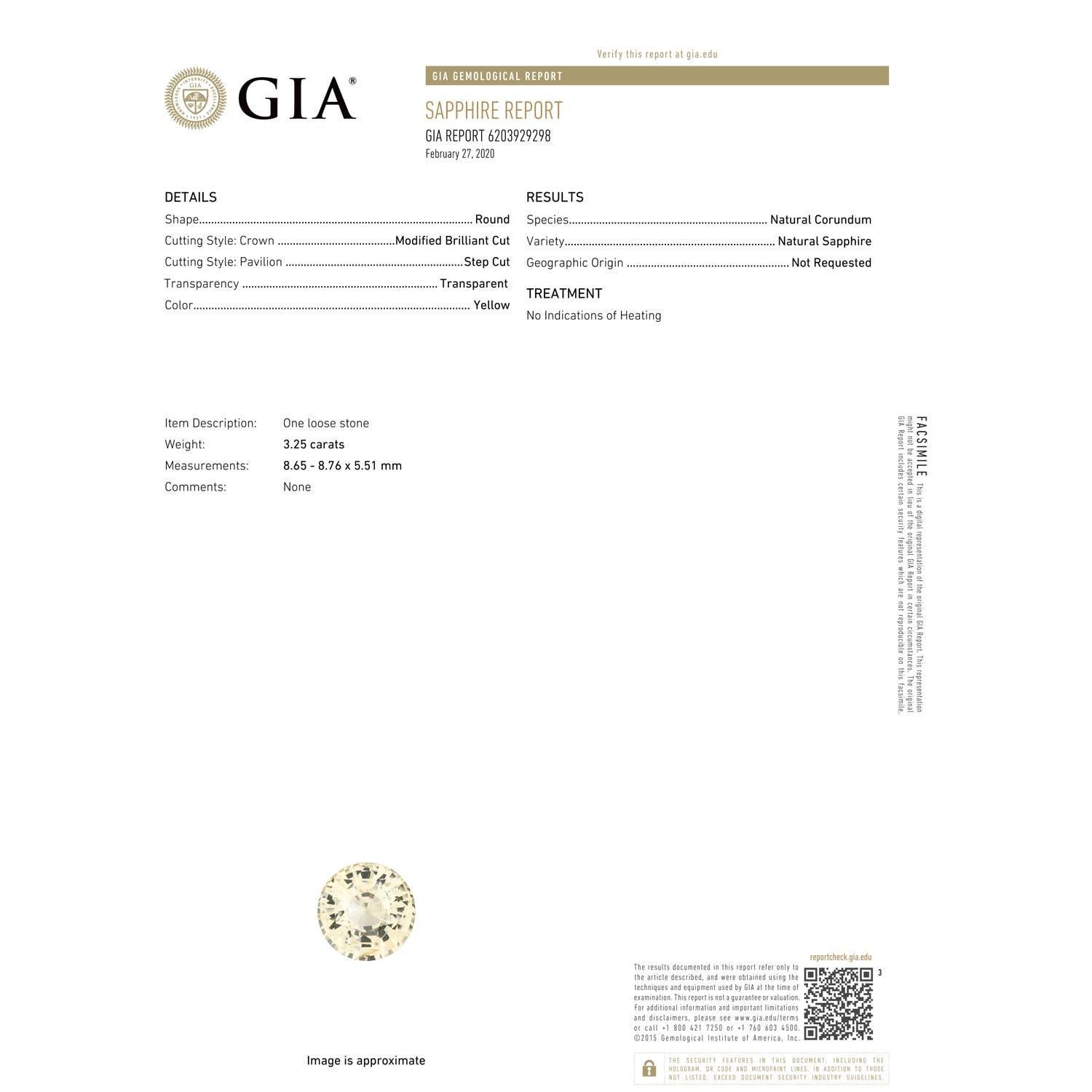 En vente :  Angara Gia Bague à 3 pierres en or jaune avec saphir jaune certifié et diamants 3