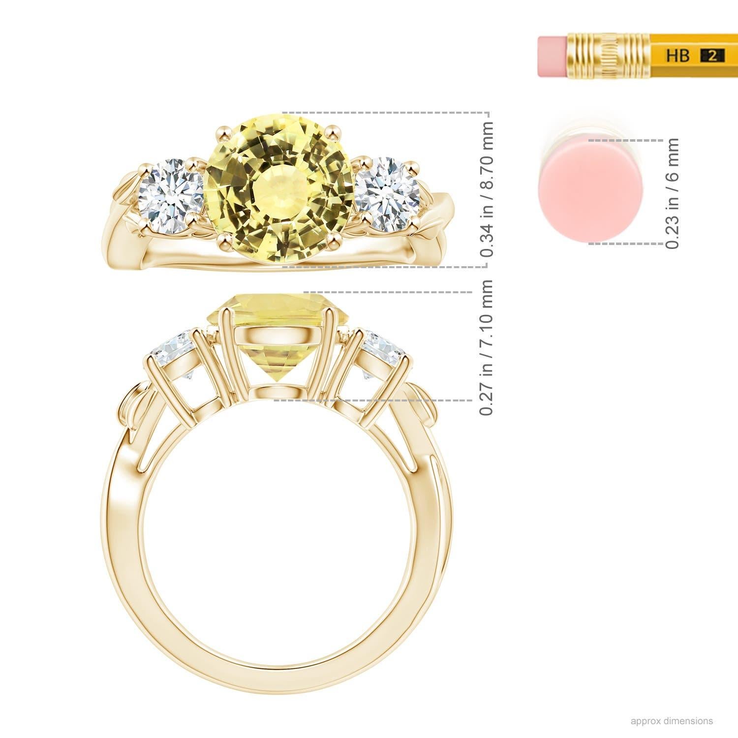 En vente :  ANGARA Bague à 3 pierres en or jaune avec saphir jaune certifié GIA et diamants 5