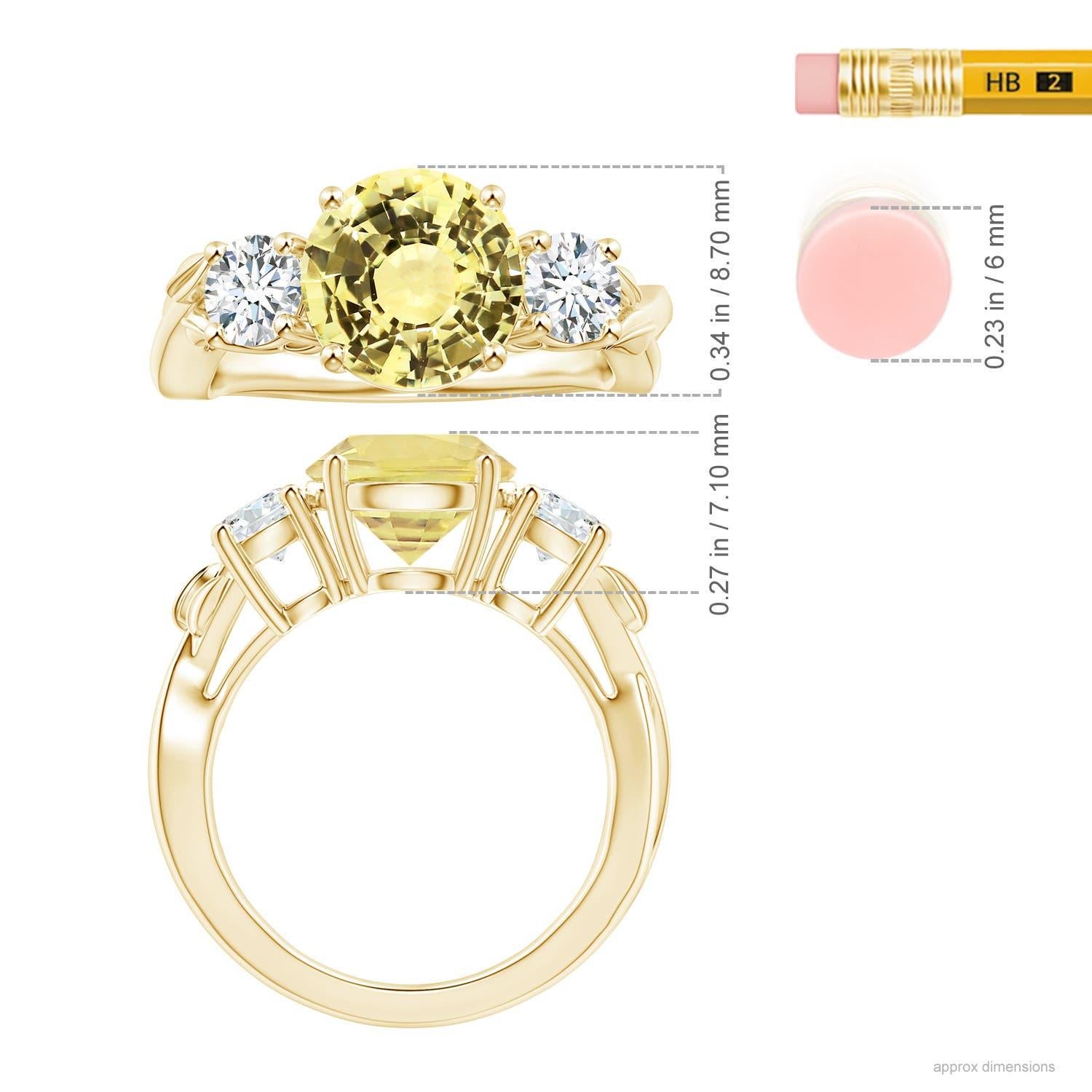 For Sale:  Angara Gia Certified Yellow Sapphire 3-Stone Ring in Yellow Gold with Diamonds 5