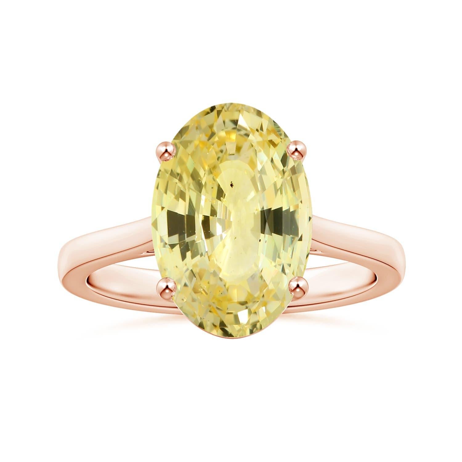 For Sale:  ANGARA GIA Certified Yellow Sapphire Solitaire Ring in Rose Gold