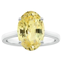 ANGARA Bague solitaire en or blanc avec saphir jaune certifié par le GIA