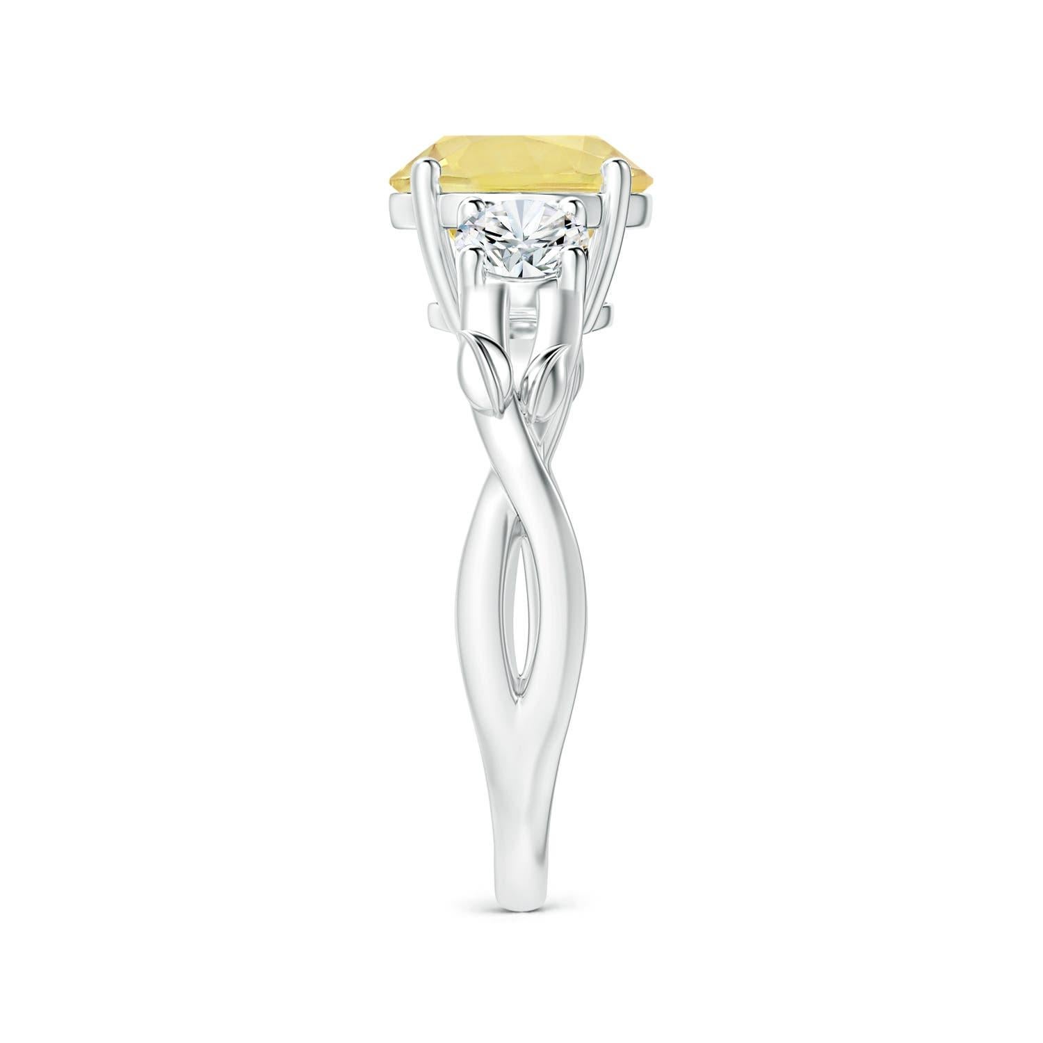 For Sale:  Angara Gia Certified Yellow Sapphire Three Stone Ring in Platinum with Diamonds 4