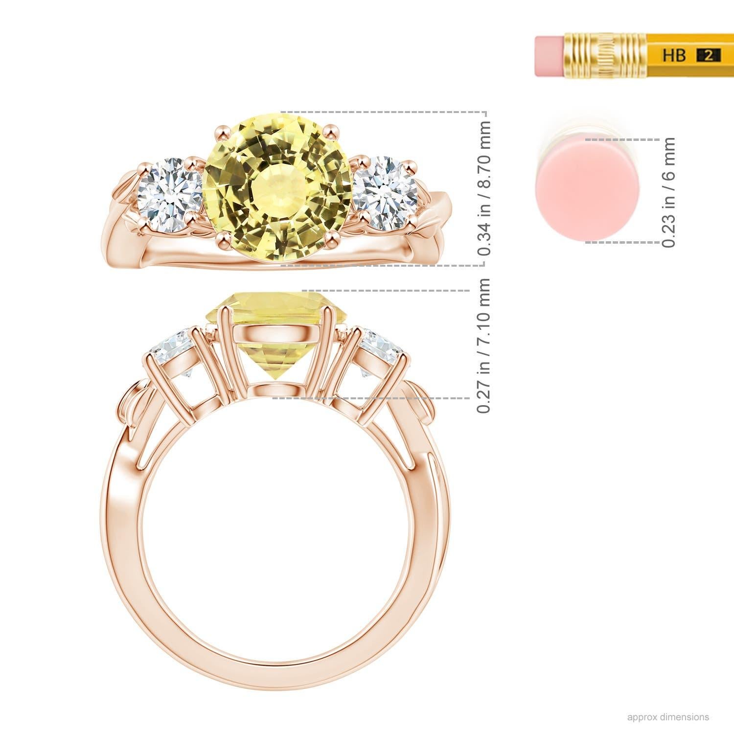 For Sale:  Angara Gia Certified Yellow Sapphire Three Stone Ring in Rose Gold with Diamonds 5