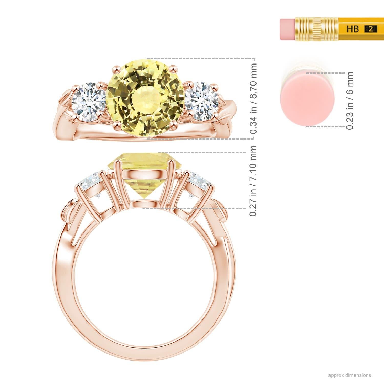For Sale:  Angara Gia Certified Yellow Sapphire Three Stone Ring in Rose Gold with Diamonds 5