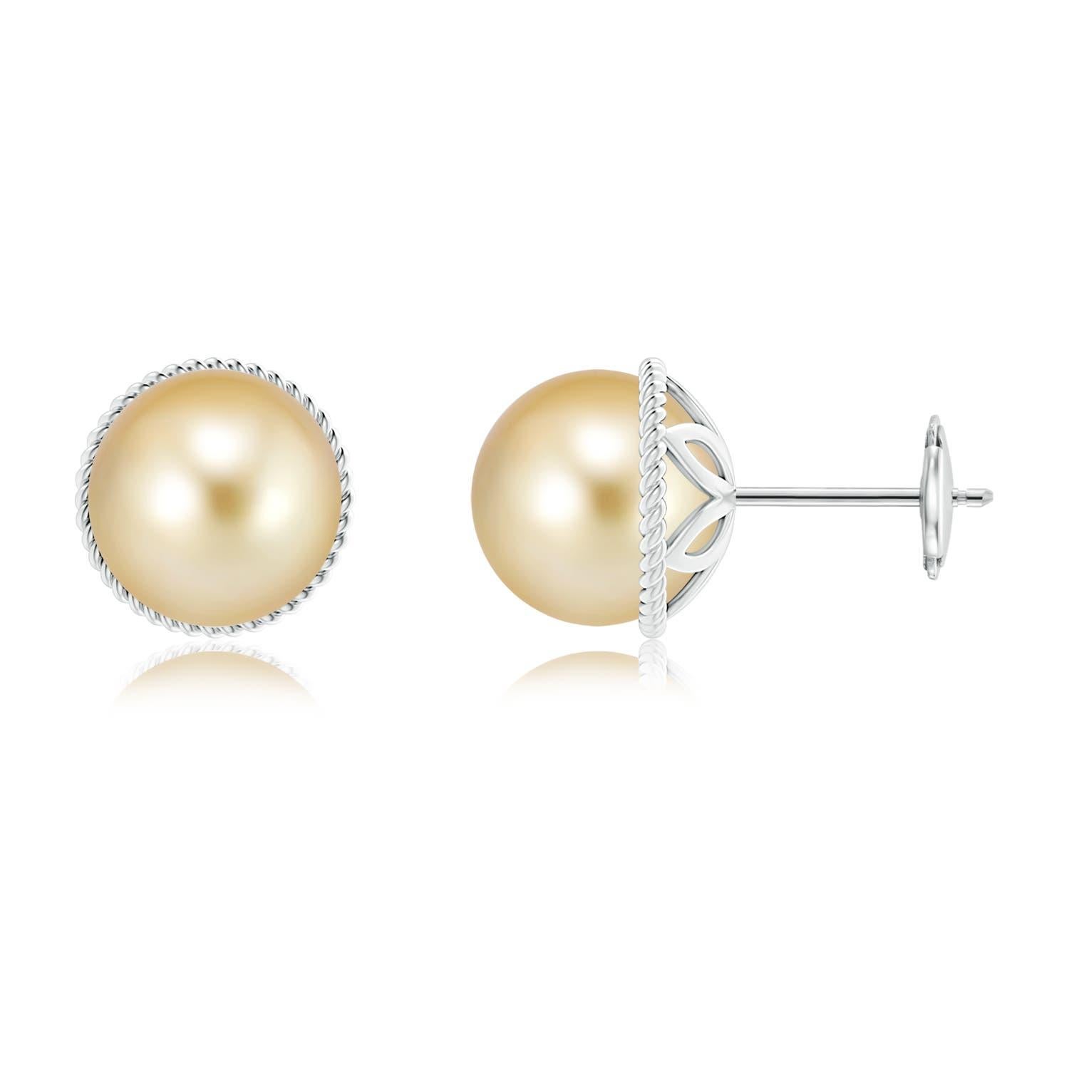 Boucle d'oreille Angara en or massif 14K avec perles de culture des mers du Sud et monture en corde Neuf - En vente à Los Angeles, CA