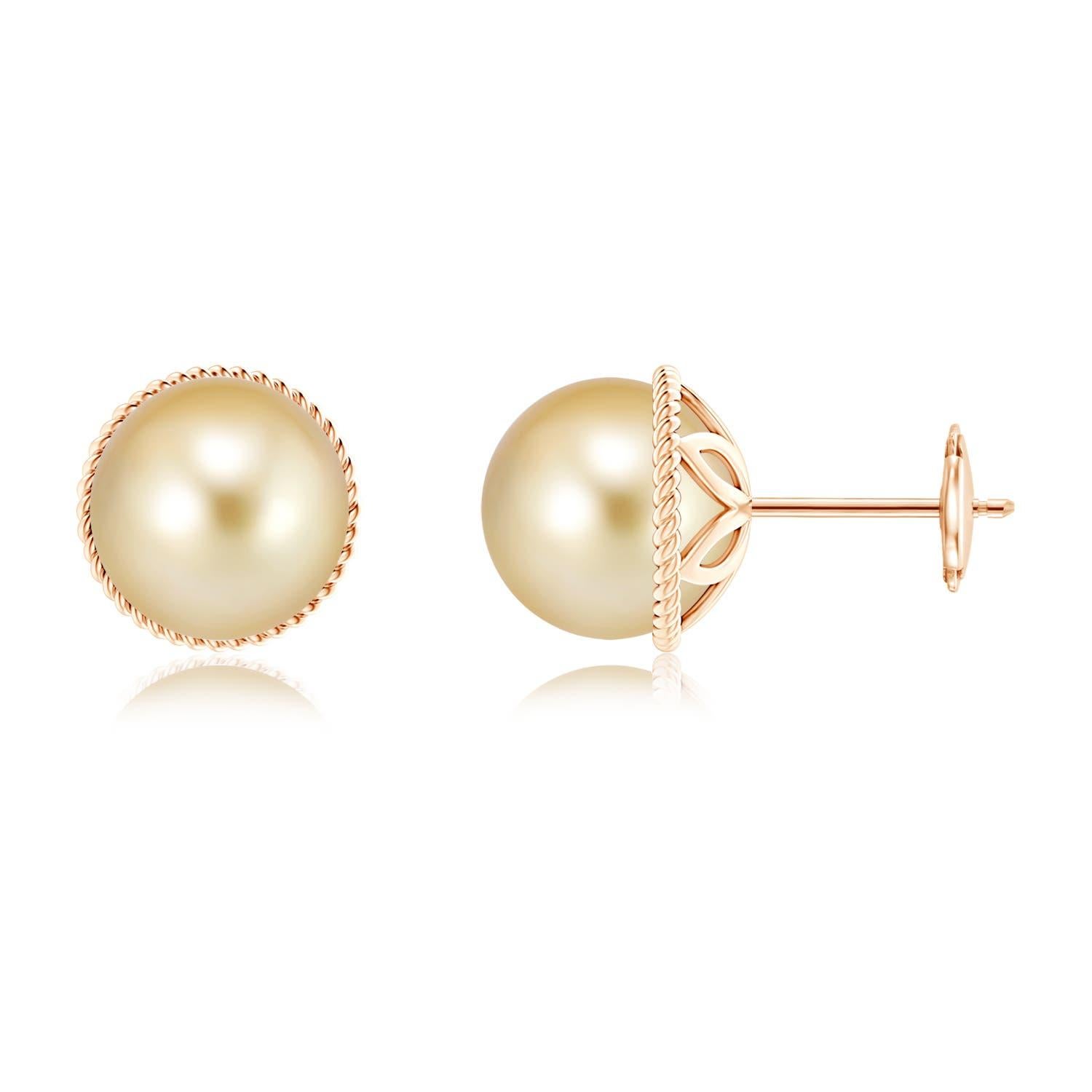 Boucle d'oreille Angara en or massif 14K avec perles de culture des mers du Sud et monture en corde Pour femmes en vente