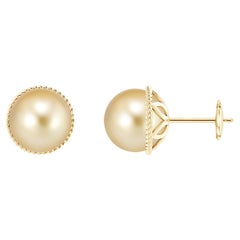 Boucle d'oreille Angara en or massif 14K avec perles de culture des mers du Sud et monture en corde