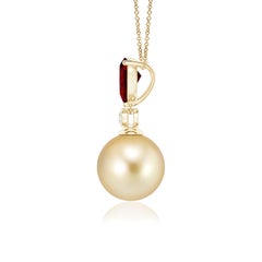 Ciondolo a goccia in oro massiccio 14K con perla e rubino di Angara Golden South Sea Cultured Pearl.