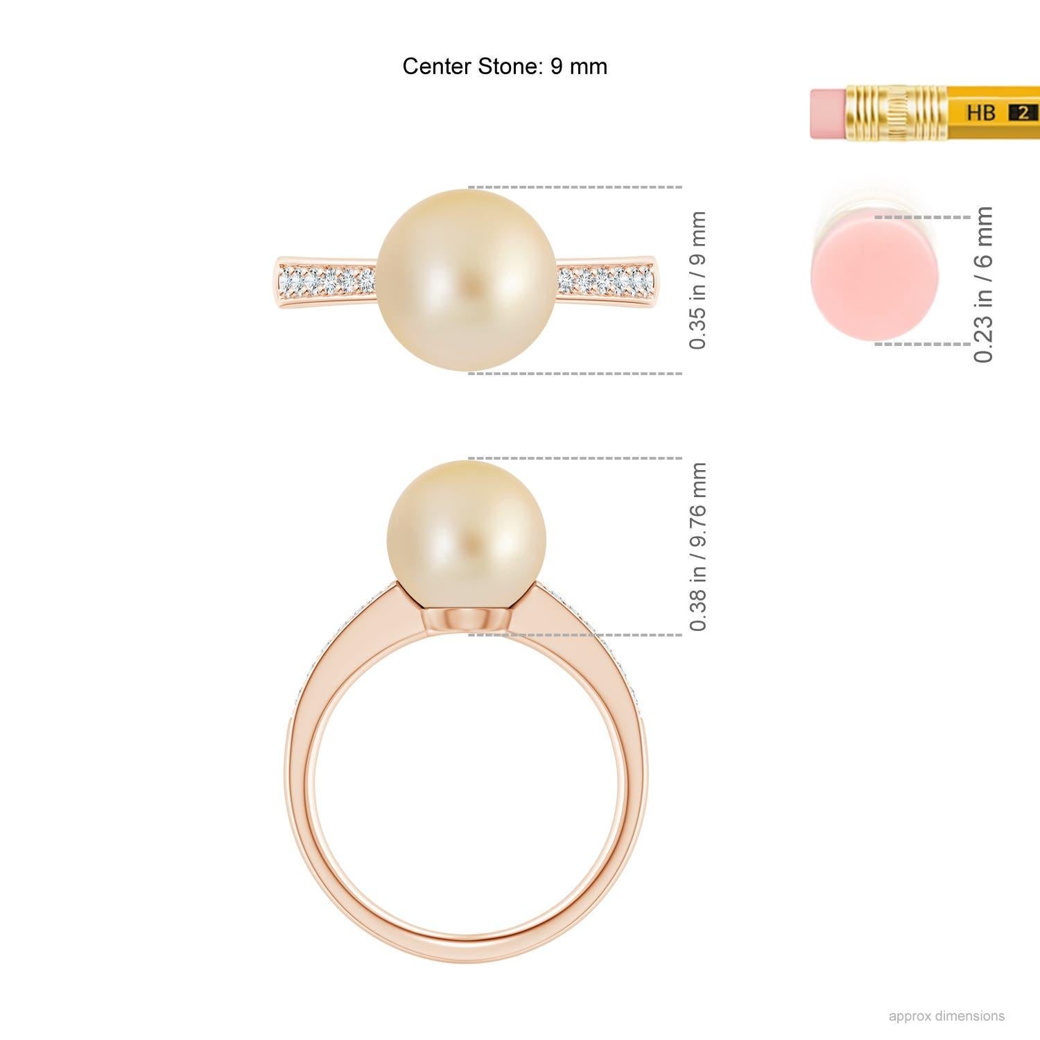 Angara Golden South Sea Cultured Pearl Tapered Shank Ring en or massif 14K Pour femmes en vente