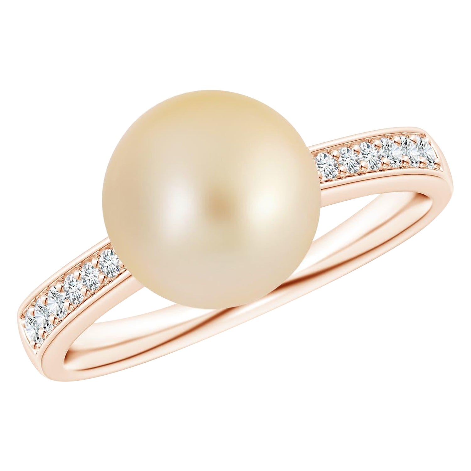 Angara Golden South Sea Cultured Pearl Tapered Shank Ring in 14K Solid Gold