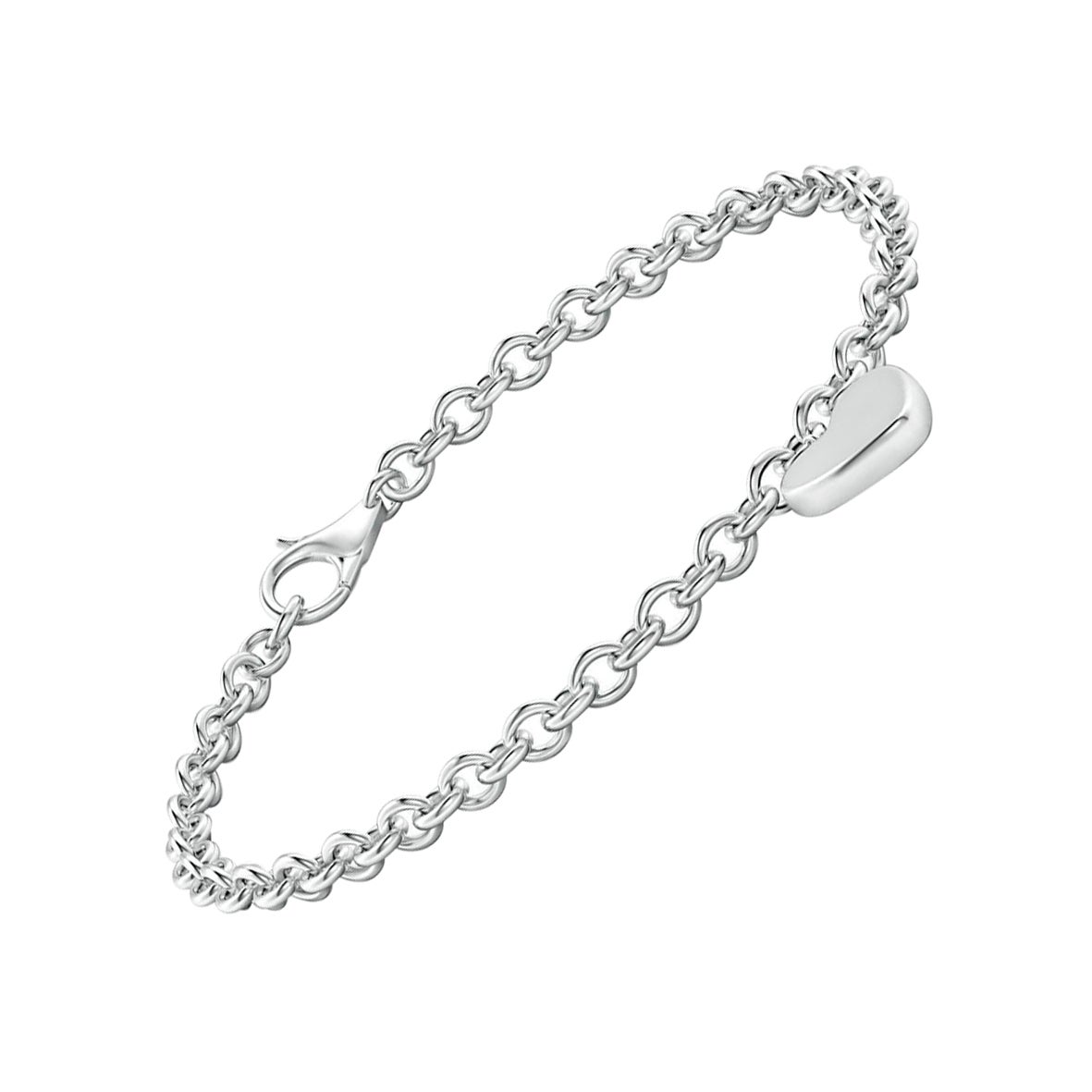 Angara Heart Charm Stackable Bracelet in 14K Solid Gold for Women For Sale
