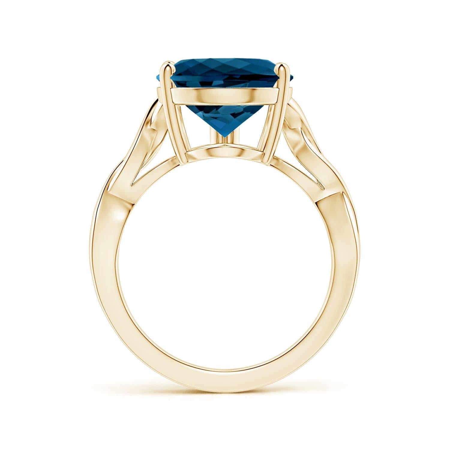 ANGARA Anillo de oro amarillo de 14 quilates con topacio azul de Londres solitario natural certificado por GIA  2