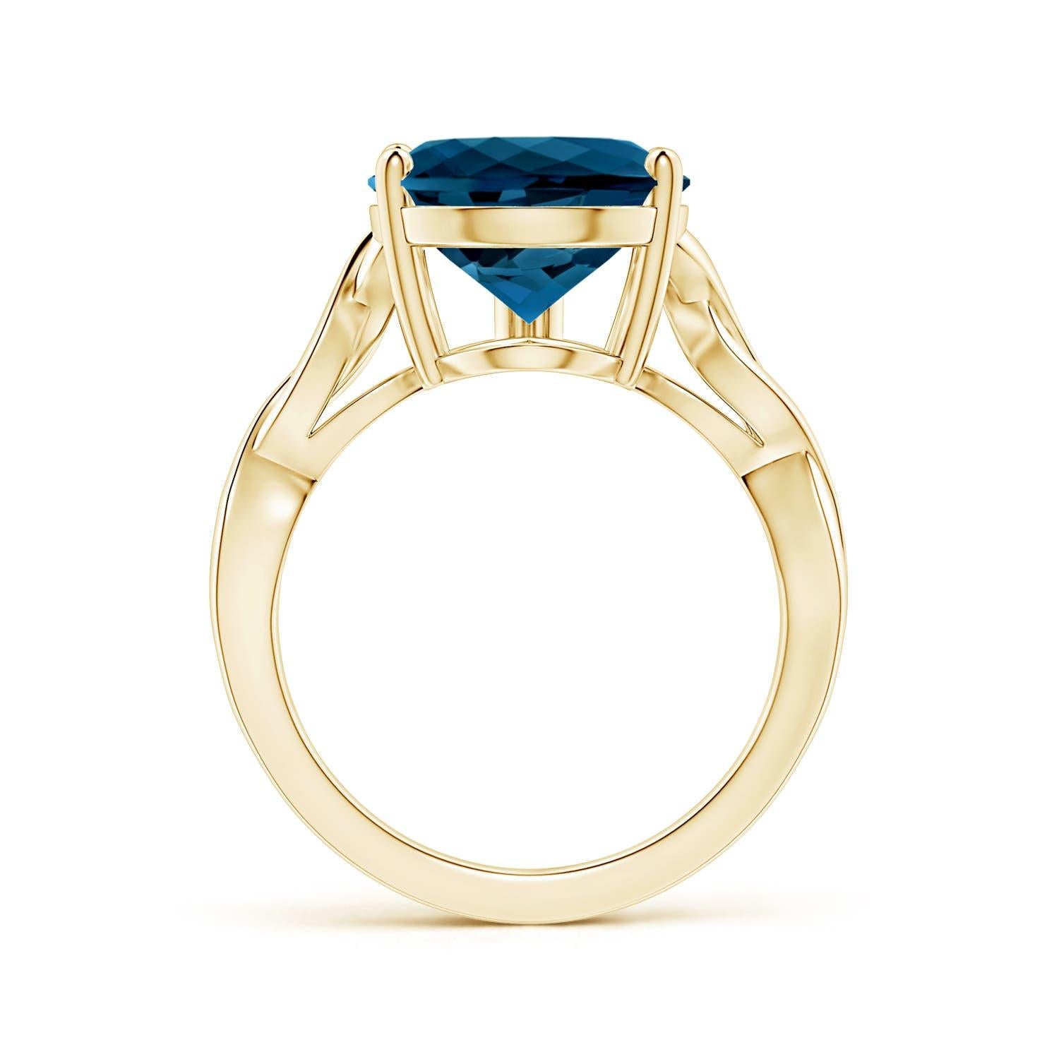 ANGARA GIA Certified Natural Solitaire London Blue Topaz Ring in 18K Yellow Gold 2