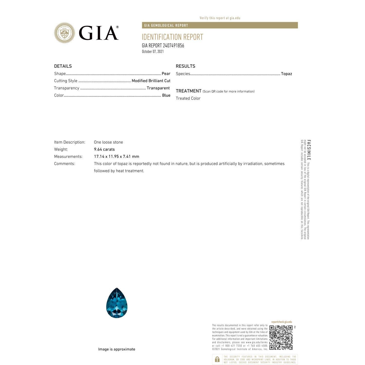 ANGARA GIA Certified Natural Solitaire London Blue Topaz Ring in 18K Yellow Gold 3