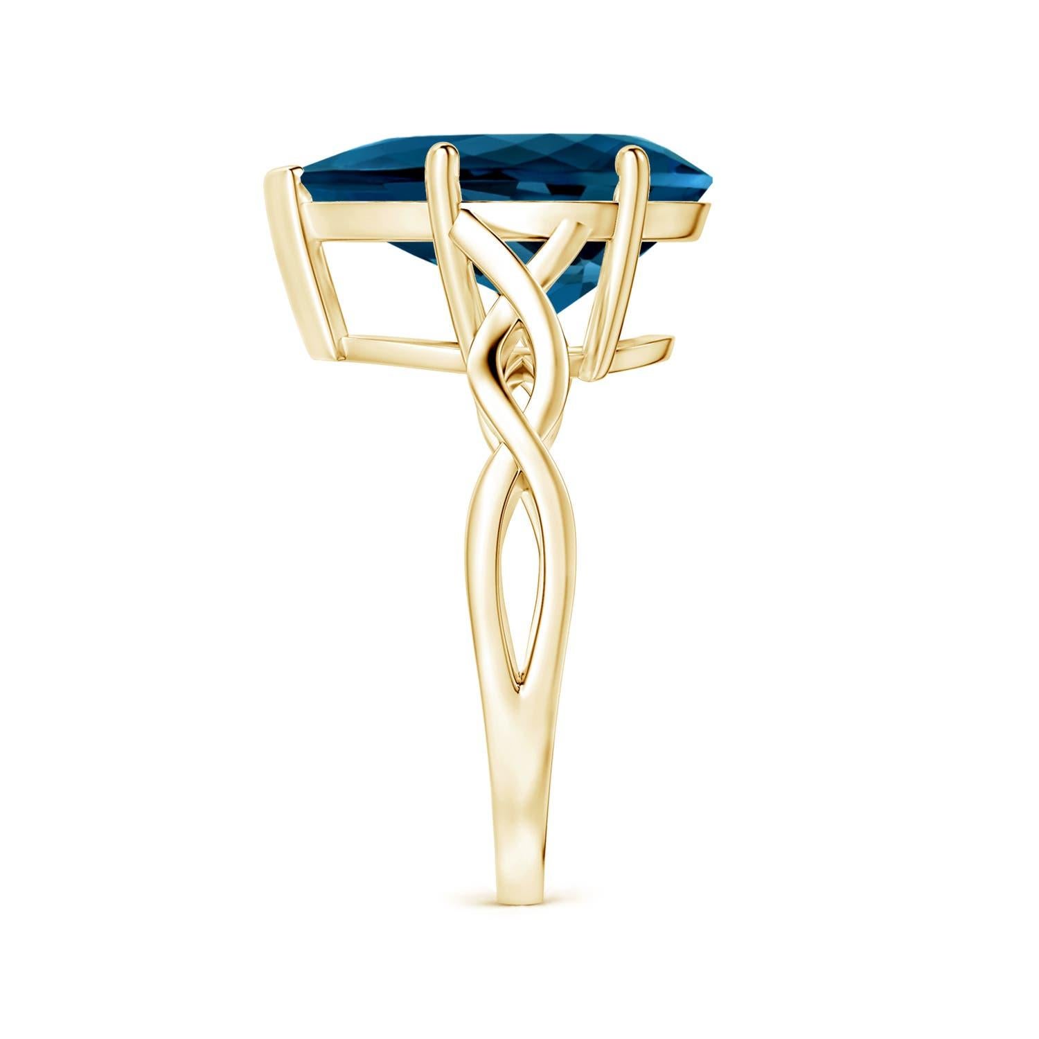 ANGARA GIA Certified Natural Solitaire London Blue Topaz Ring in 18K Yellow Gold 4