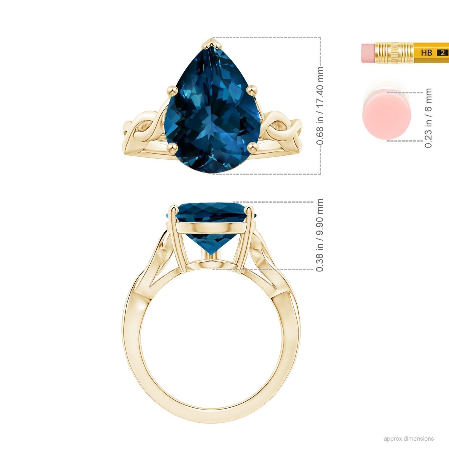 ANGARA Anillo de oro amarillo de 14 quilates con topacio azul de Londres solitario natural certificado por GIA  5