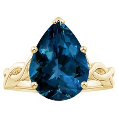 ANGARA GIA Certified Natural Solitaire London Blue Topaz Ring in 18K Yellow Gold