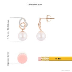 Angara Intertwined Heart Japanese Akoya Cultured Pearl Drop Earrings in 14K Gold