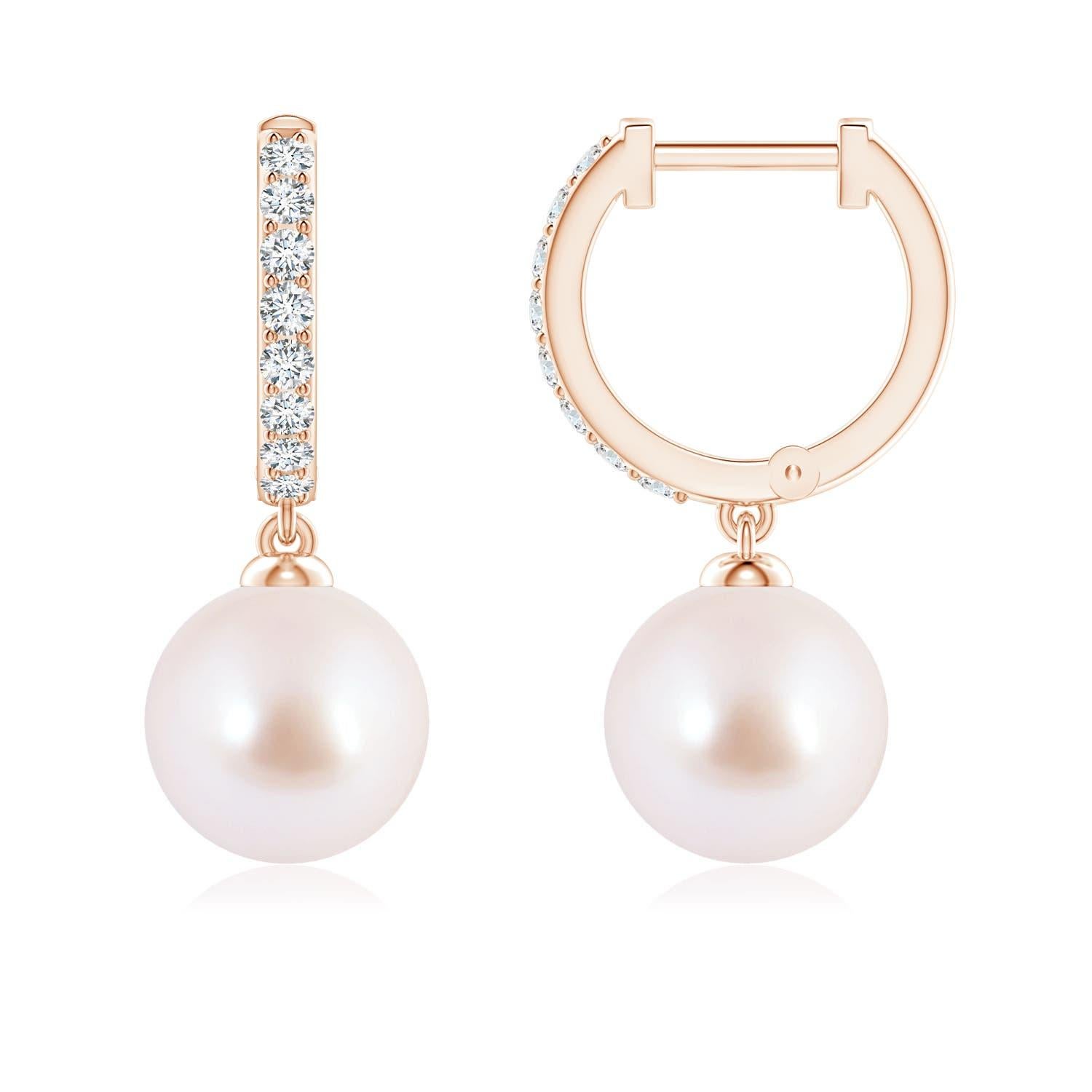 Donna Angara Orecchini a cerchio con perle giapponesi coltivate Akoya in oro massiccio 14K in vendita