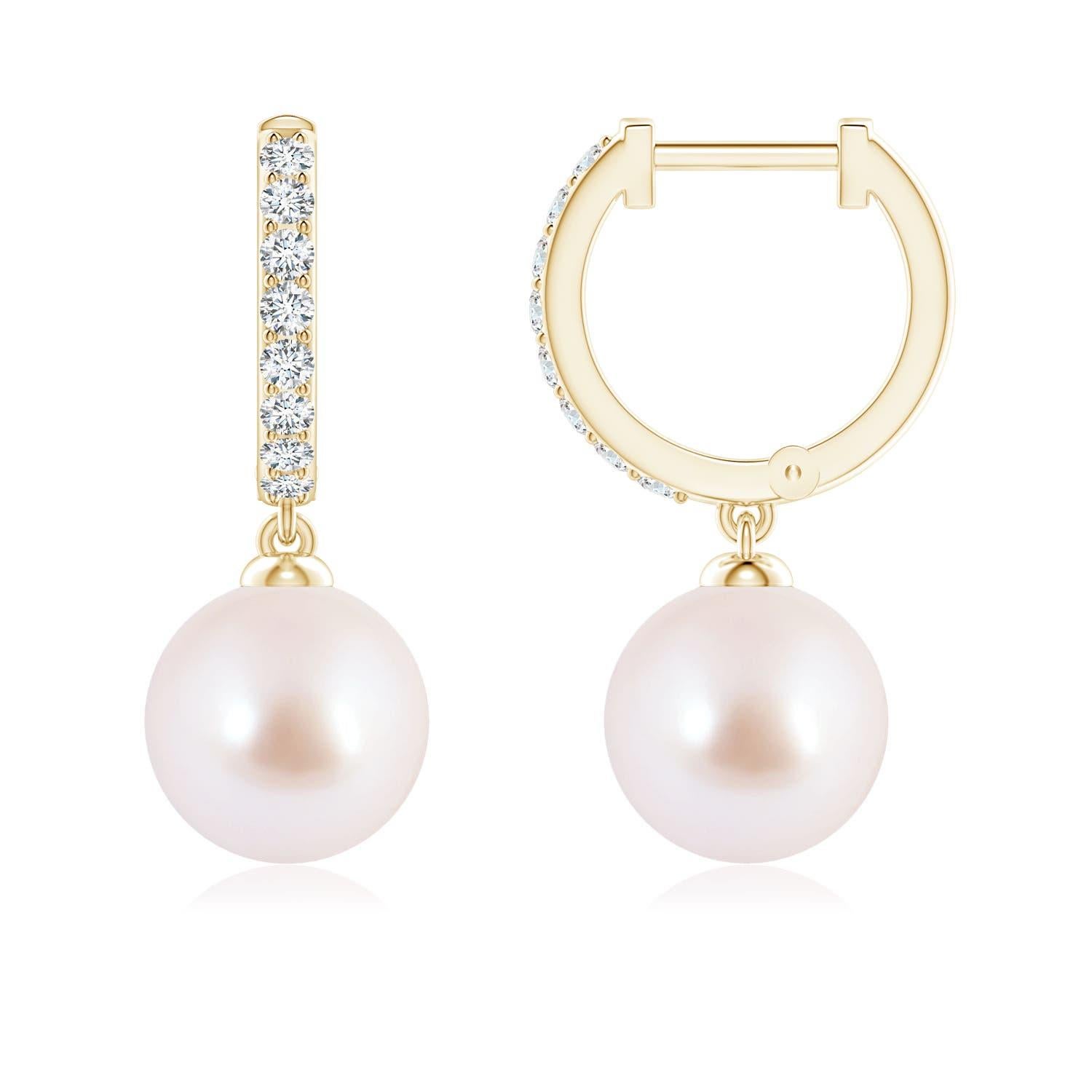 Angara Orecchini a cerchio con perle giapponesi coltivate Akoya in oro massiccio 14K in vendita 1