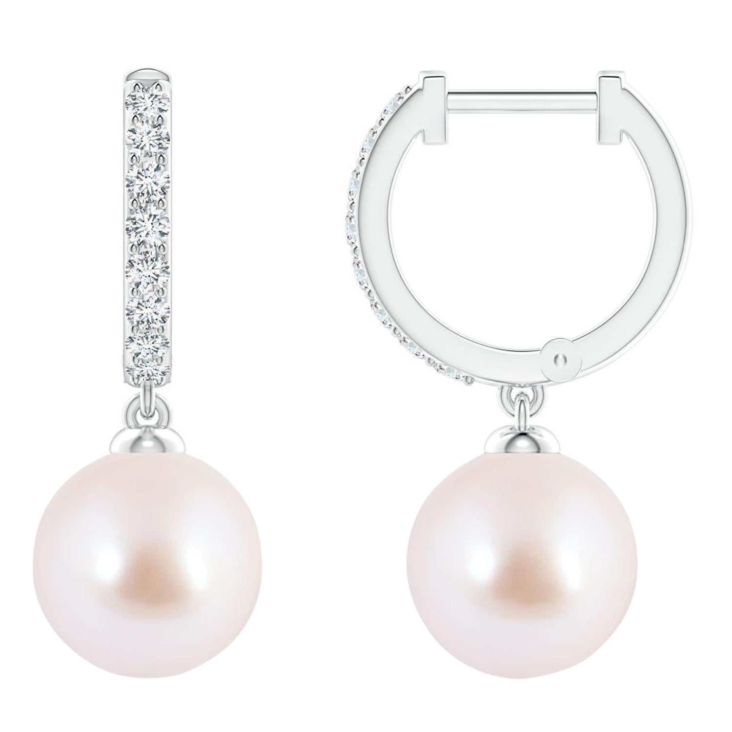 Angara - Boucles d
oreilles en or massif 14K avec perles de culture japonaises Akoya