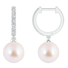Angara Orecchini a cerchio con perle giapponesi coltivate Akoya in oro massiccio 14K