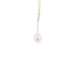 Angara Japanese Akoya Cultured Pearl Lariat-Style Heart Necklace in 14K Gold