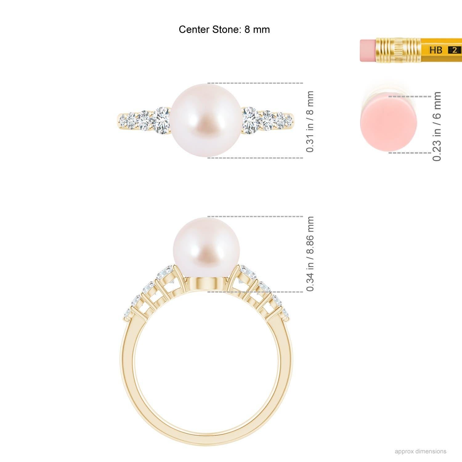 Anello Angara con perle coltivate giapponesi Akoya e diamanti in oro massiccio 14 carati in vendita 2