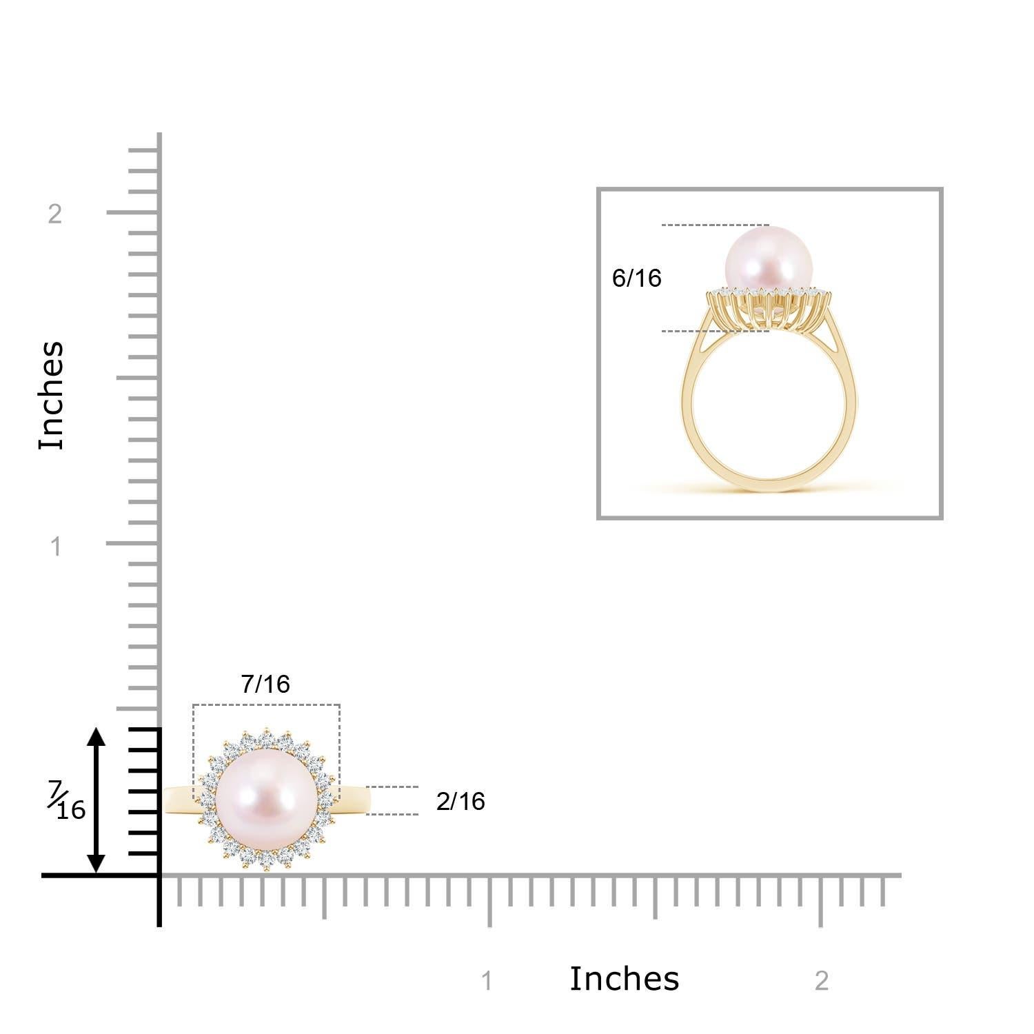 Angara Japanese Akoya Cultured Pearl Ring with Floral Halo in 14K Solid Gold In New Condition For Sale In Los Angeles, CA