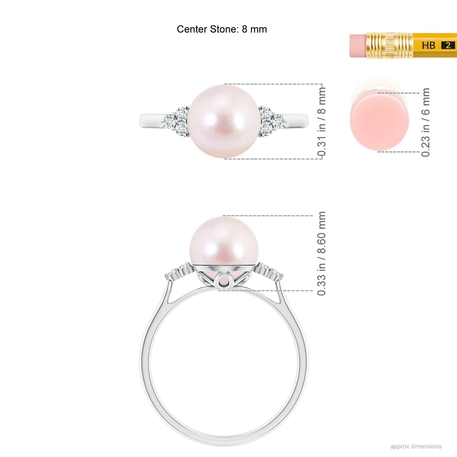 Bague Angara en or massif 14K avec perles de culture Akoya japonaises et Trio de diamants Pour femmes en vente
