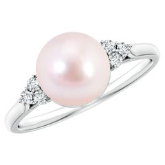 Bague Angara en or massif 14K avec perles de culture Akoya japonaises et Trio de diamants