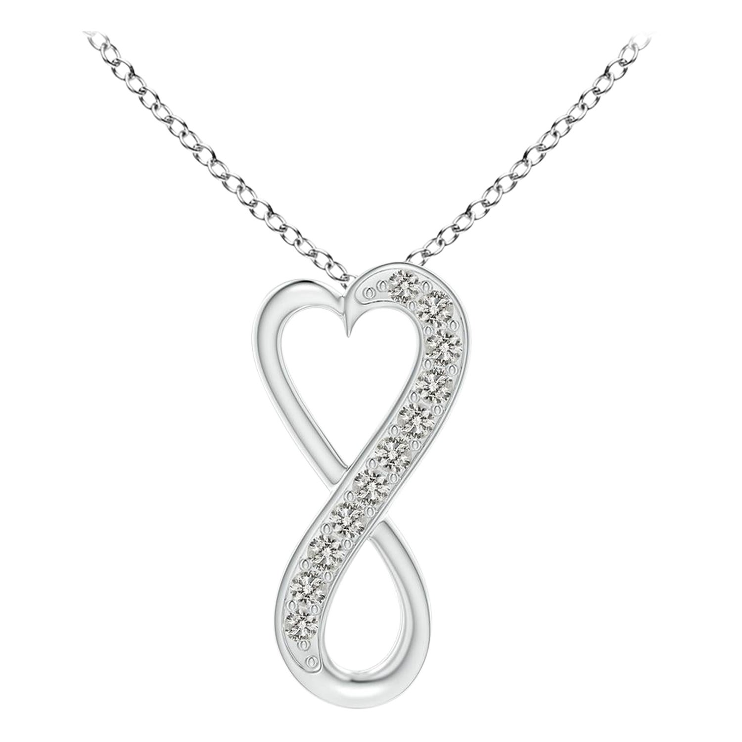 ANGARA Ciondolo a cuore infinito con diamante naturale da 0,05 carati in platino (K.K., I3)