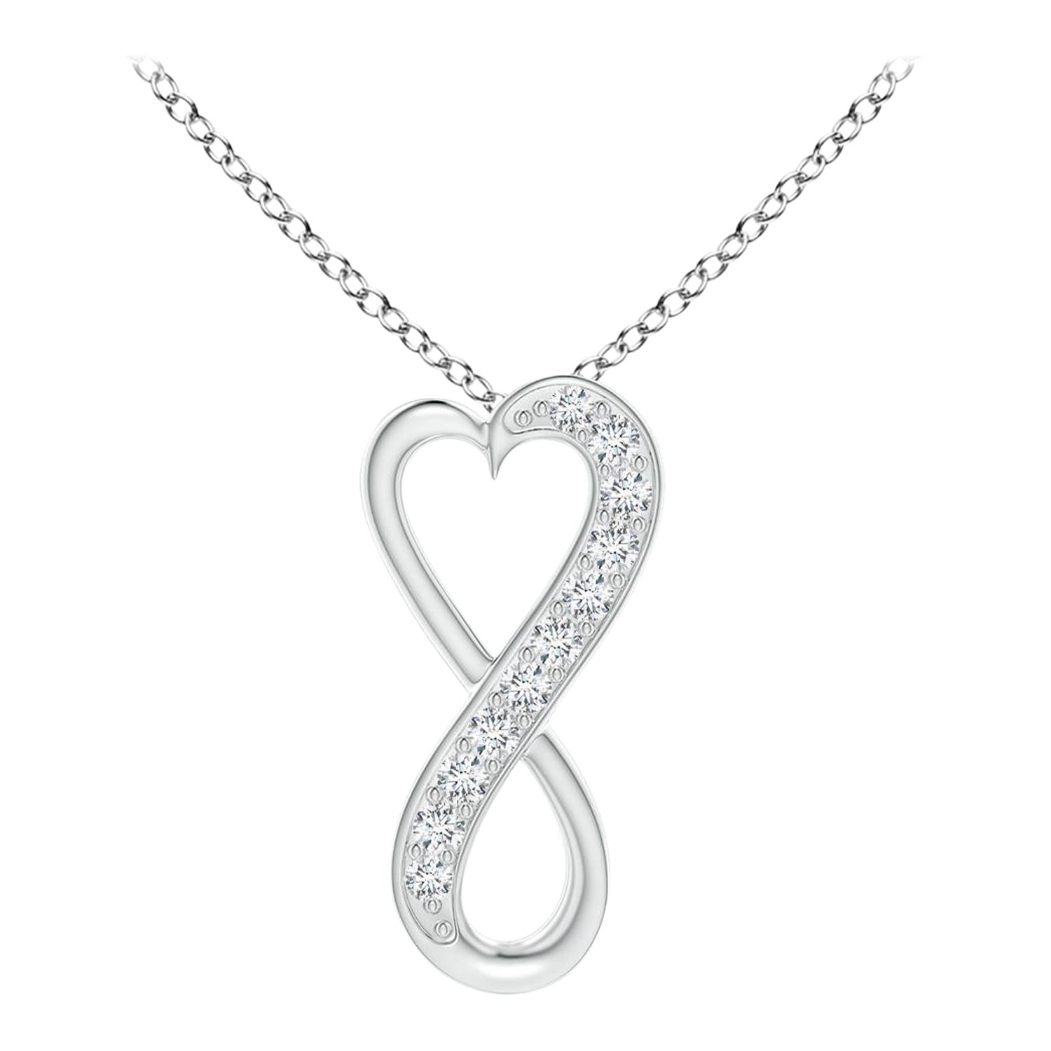 ANGARA Ciondolo a cuore infinito con diamante naturale da 0,05 carati in platino (G, VS2)