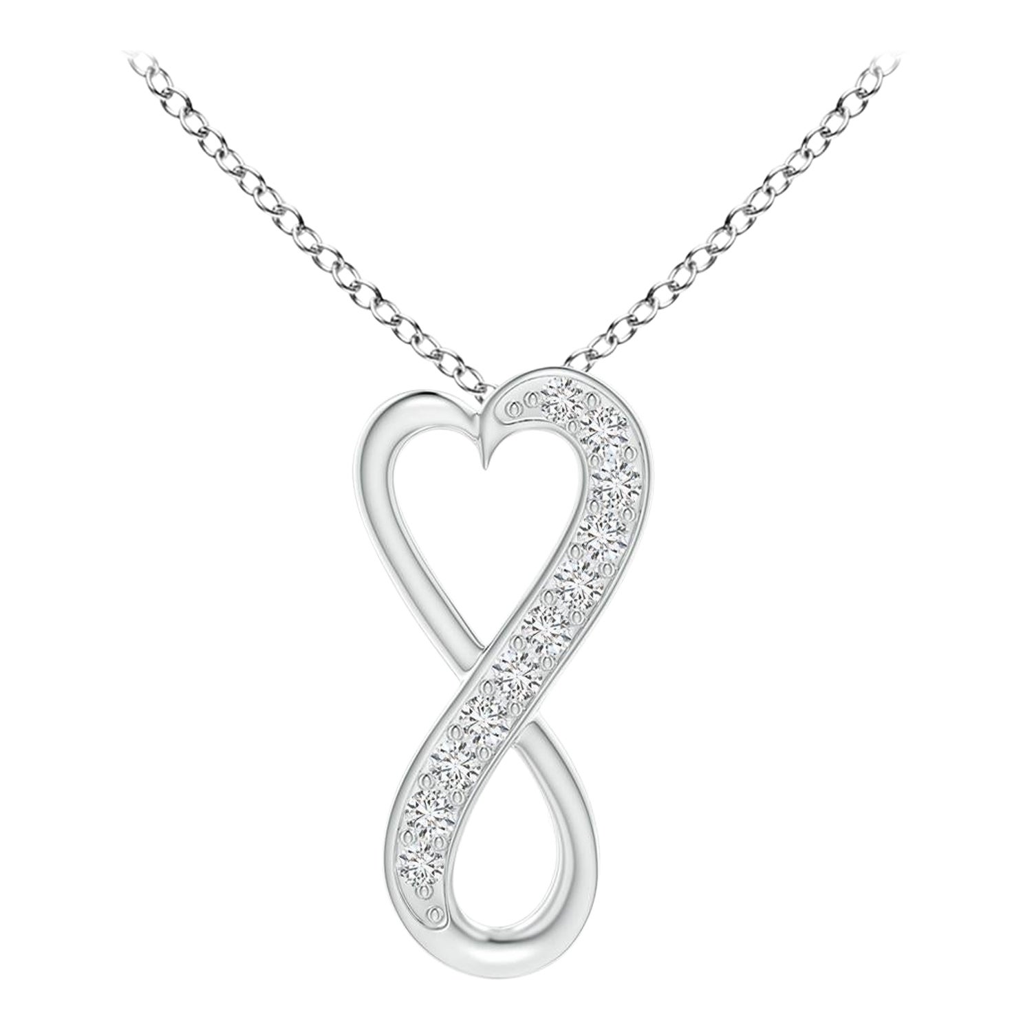 ANGARA Ciondolo a cuore infinito con diamante naturale da 0,05 carati in platino (H, SI2).