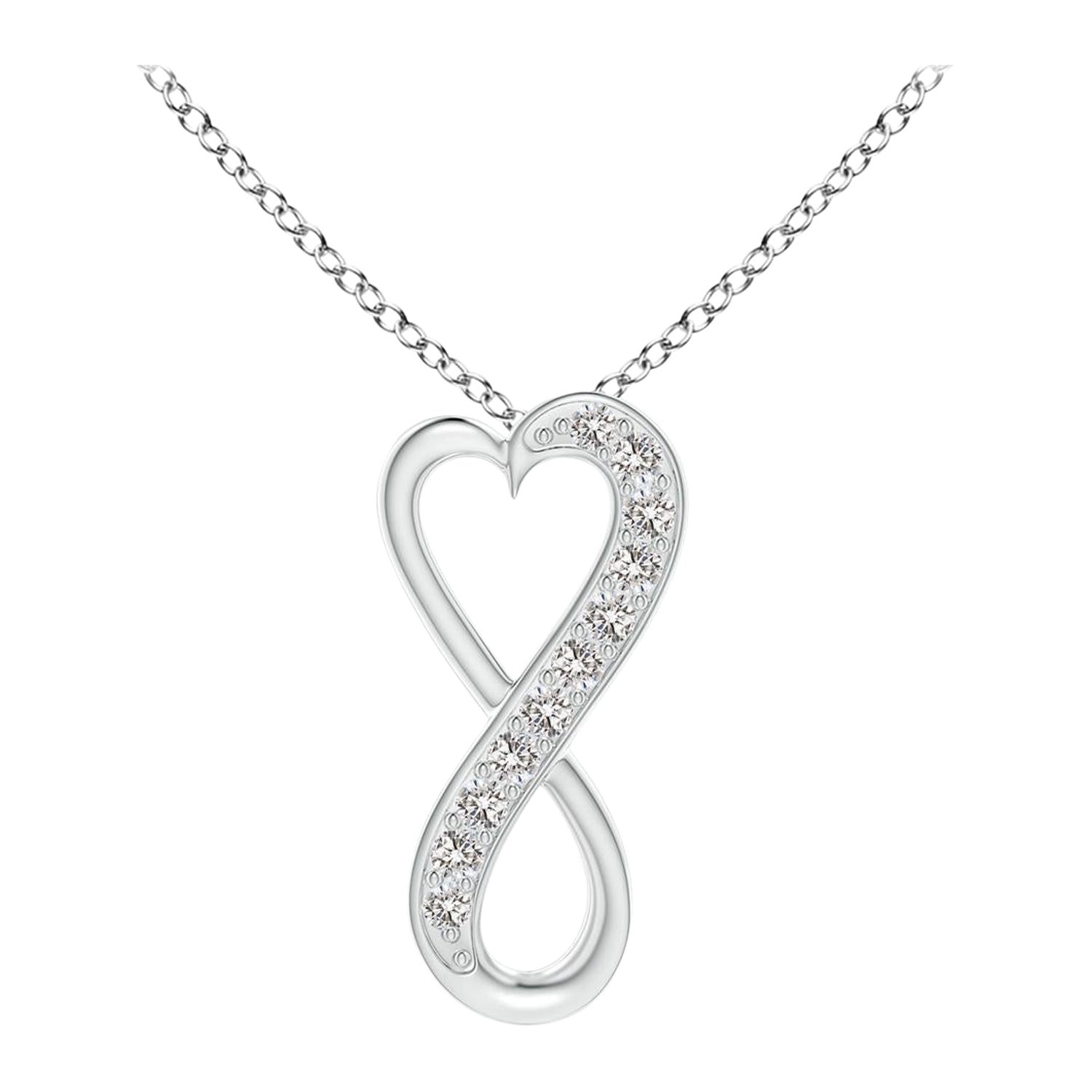 ANGARA Ciondolo a cuore infinito con diamante naturale da 0,05 carati in platino (I-J, I1-I2)