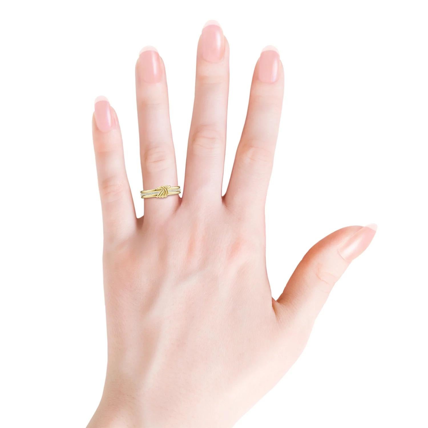 For Sale:  Angara Natural 0.075 Ctw. Diamond Knot Promise Ring in 14K Yellow Gold For Women 5