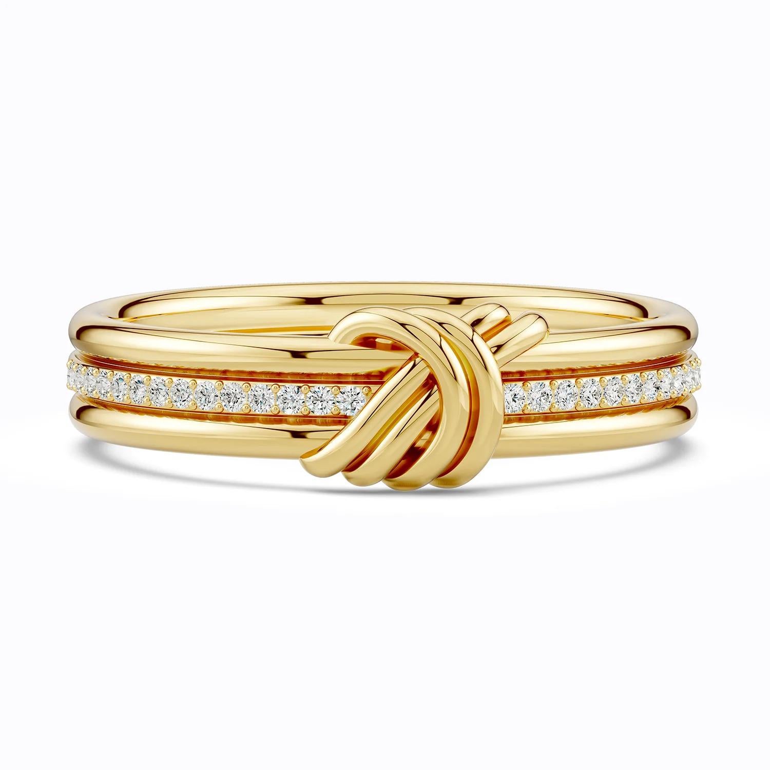 Angara Natural 0.075 Ctw. Diamond Knot Promise Ring in 14K Yellow Gold For Women